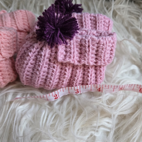 Pink and Purple Knit Baby Booties - Picture 3 of 7